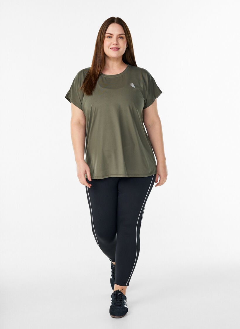 Yksiv&auml;rinen treeni-T-paita, Vihre&auml;, Model image number 1