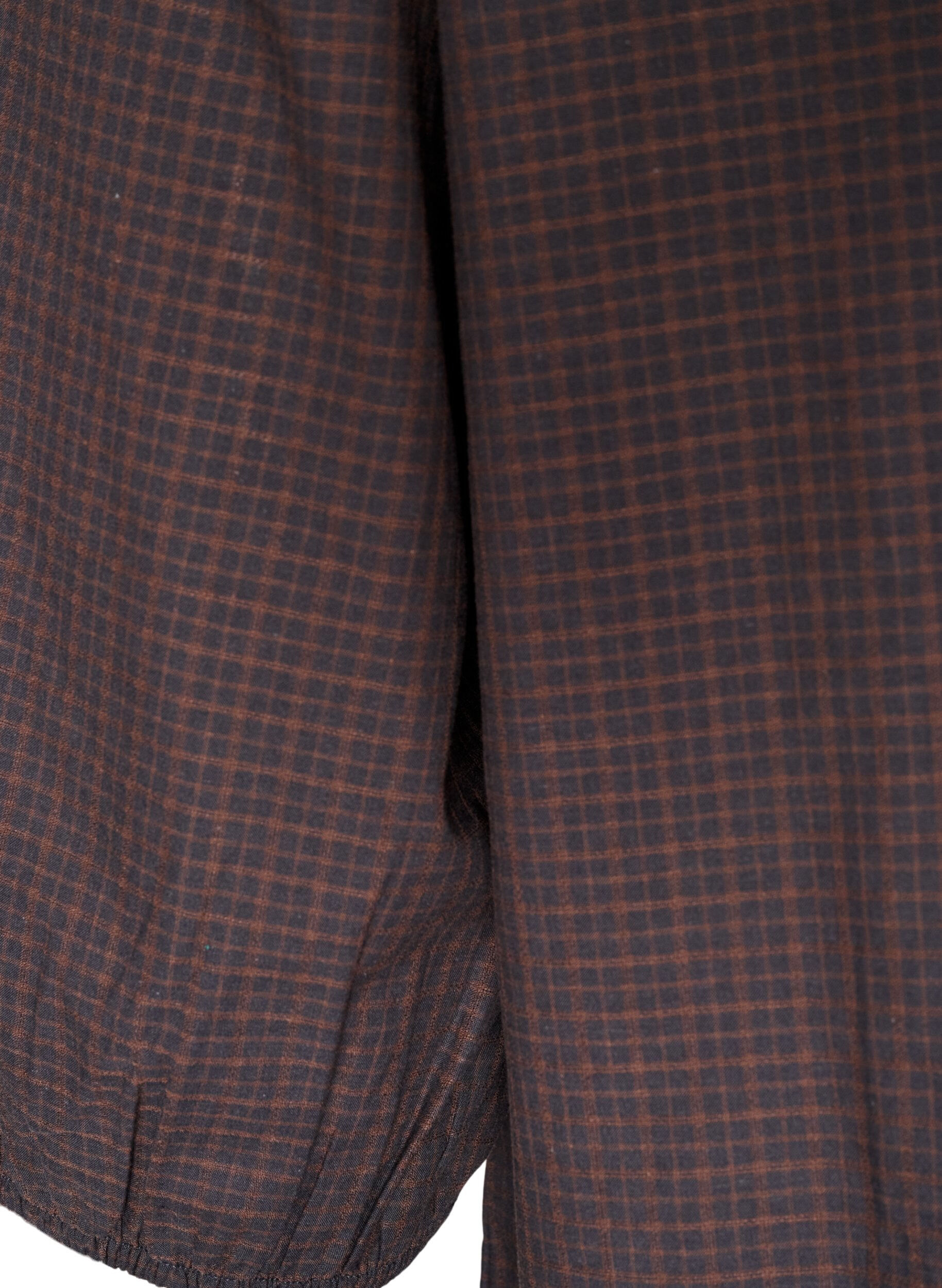 ZizziRuudullinen pusero V-p&auml;&auml;ntiell&auml; ja 3/4-hihoilla, Ruskea, Packshot image number 3