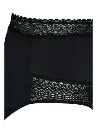 Korkeavyötäröiset alushousut pitsiyksityiskohdilla, Black, Packshot image number 3