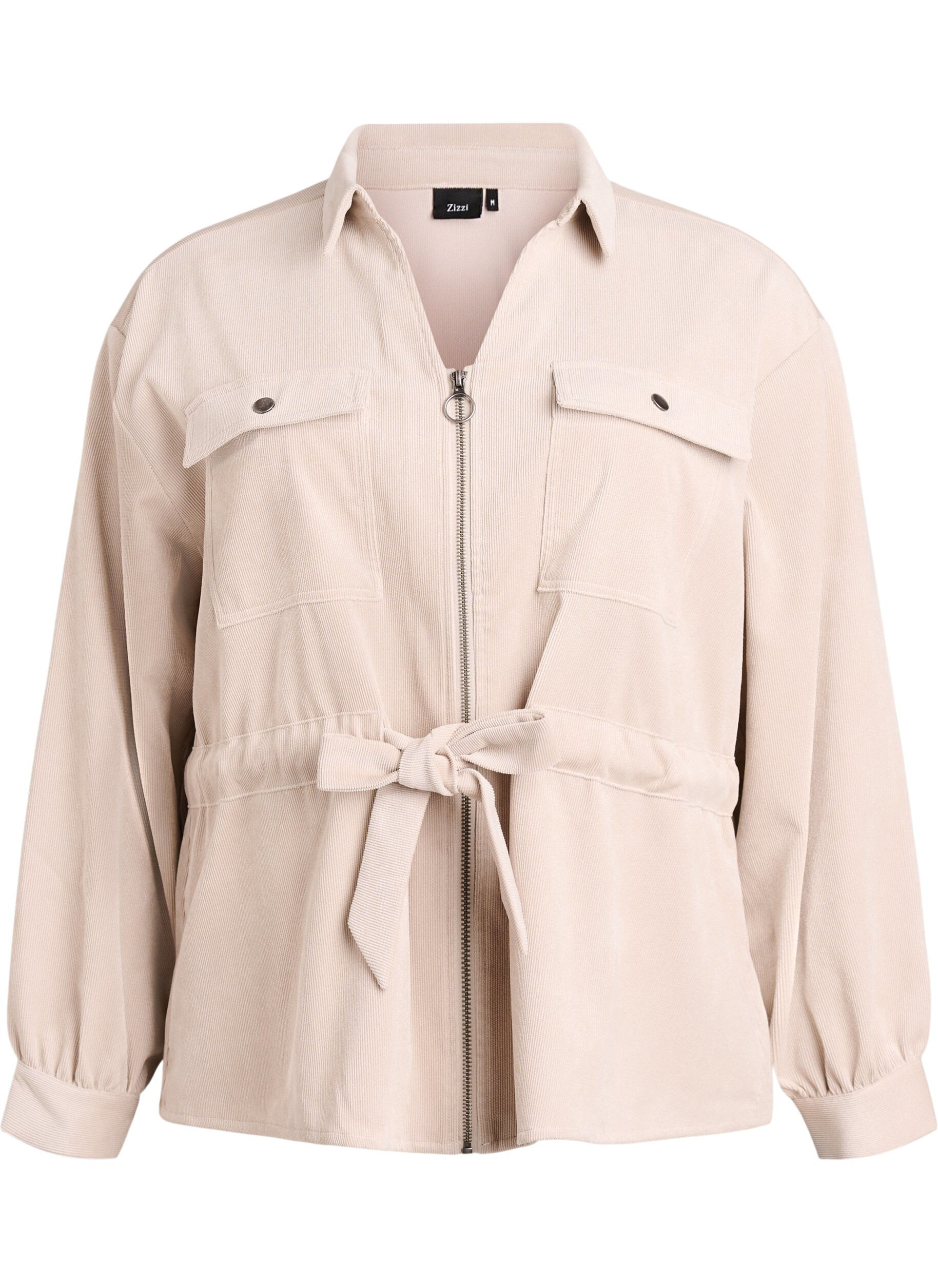 Vakosametista valmistettu paitatakki, jossa on solmittava vy&ouml; ja taskut