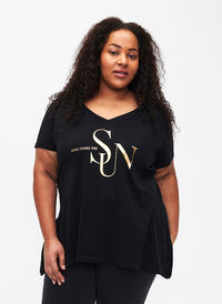 Lyhythihainen puuvillainen t-paita, Black W. Sun, Model