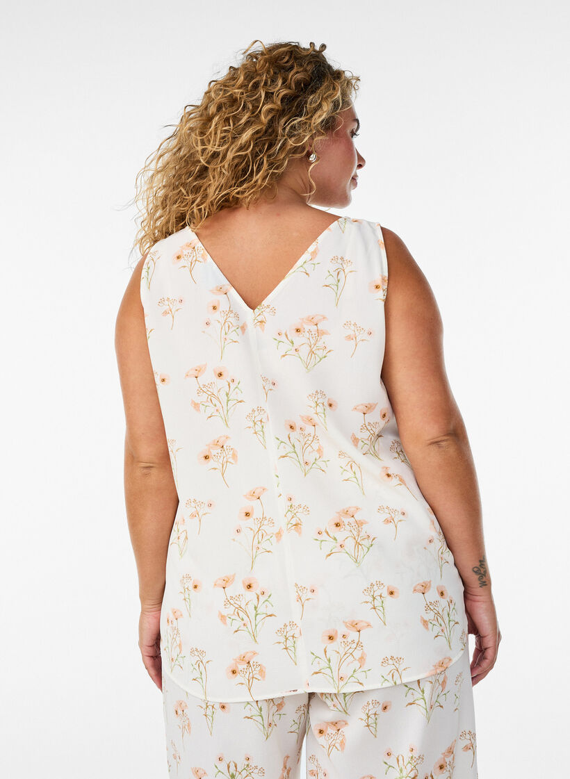 Printtitoppi v-p&auml;&auml;ntiell&auml;, Valkoinen, Model image number 2