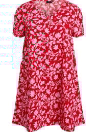 Lyhyt a-linjainen mekko kukkakuviolla, Punainen