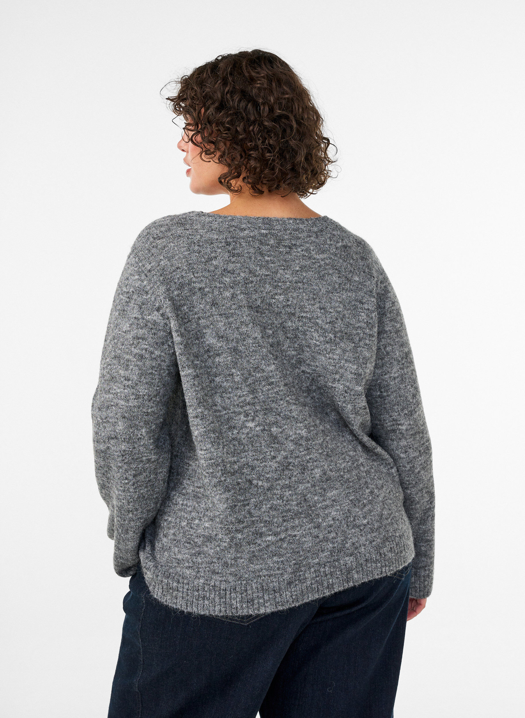ZizziV&auml;lj&auml; neulepusero py&ouml;re&auml;ll&auml; p&auml;&auml;ntiell&auml;, Harmaa, Model image number 2