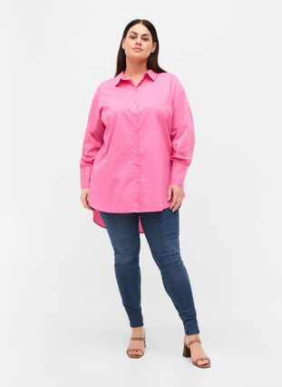Pitkähihainen paita korkeilla manseteilla, Aurora Pink, Model image number 4