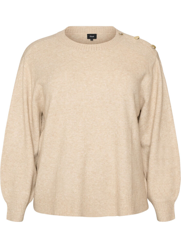 Neulepusero nappiyksityiskohdilla, Beige, Packshot image number 0