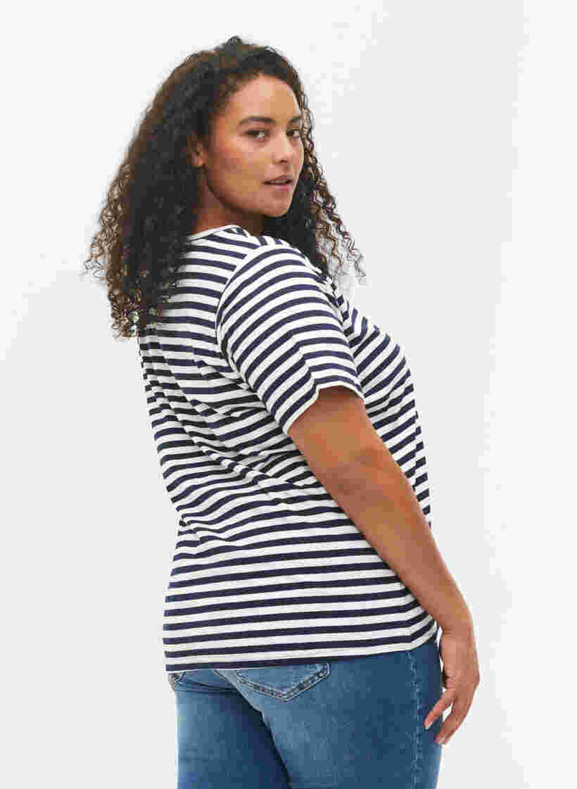 2 perus t-paitaa puuvillasta, Navy/Navy Stripe, Model image number 1