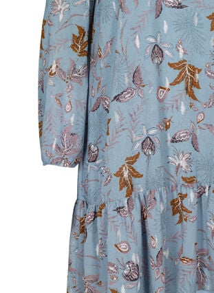 Pitkähihainen mekko kukkakuosilla, Light Blue AOP, Packshot image number 3