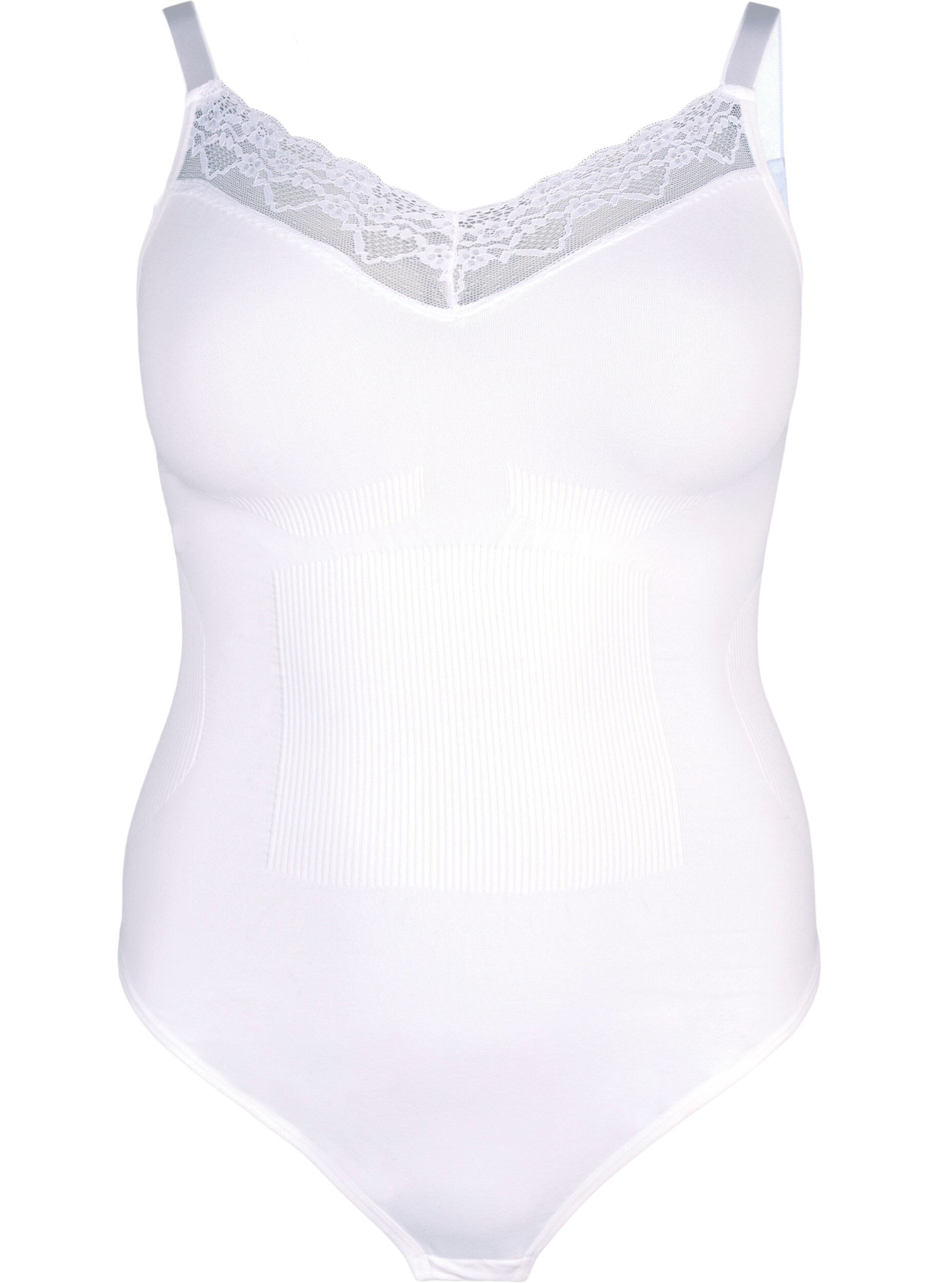 Zizzi Shapewear-body nauhoilla, Valkoinen, Packshot image number 0