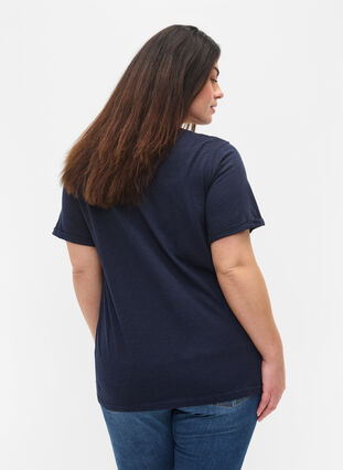 Puuvillainen t-paita lyhyillä hihoilla, Navy Blazer, Model image number 1