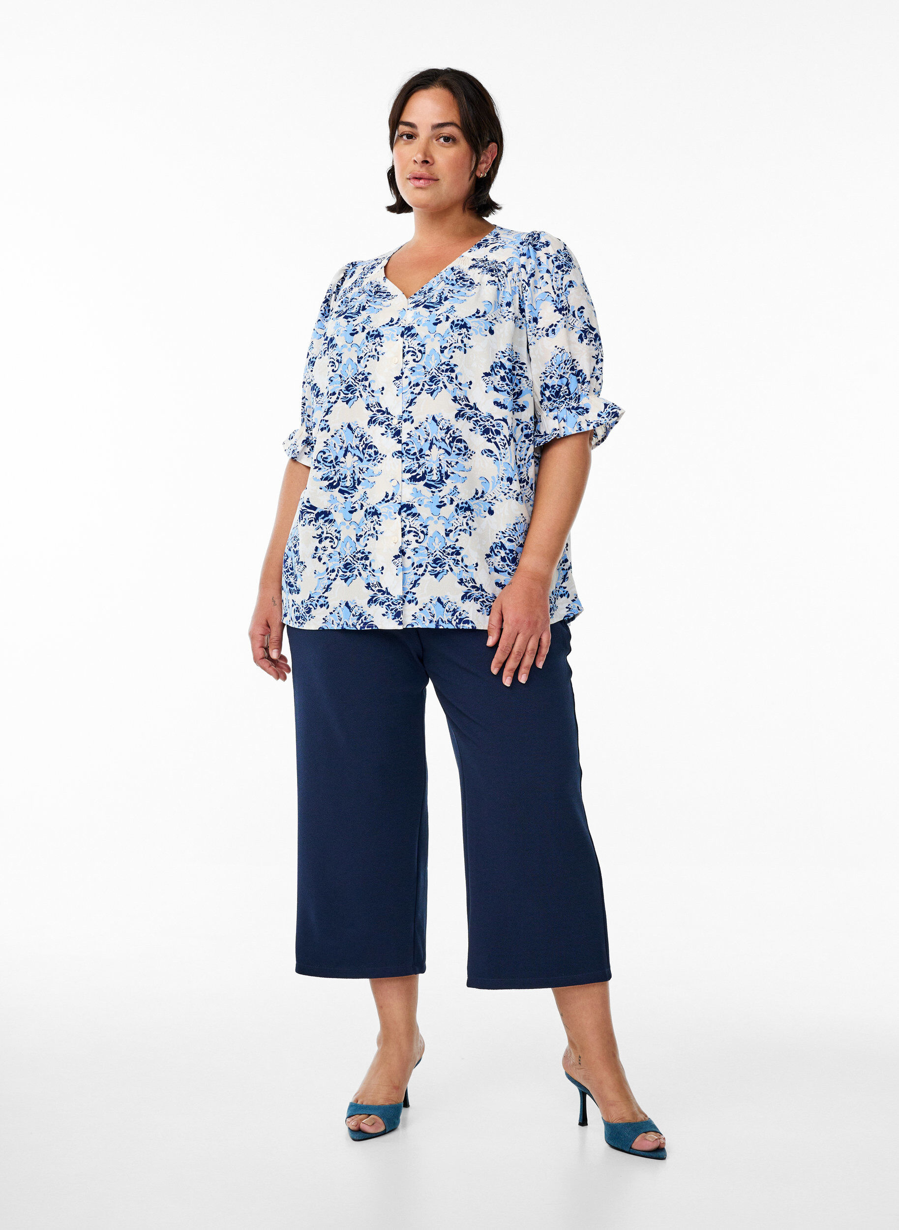 ZizziPuseropaita 1/2-hihoilla, Beige, Model image number 1