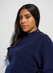 Ribattu neulepusero puff-hihoilla ja napeilla, Sininen, Model image number 3