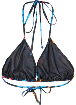 Kolmiomallinen bikiniyläosa printillä, Black Flower AOP, Packshot image number 1