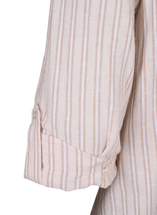 Puuvilla-pellavasekoitteinen paitapusero, jossa on napitus, Sandshell White, Packshot image number 4