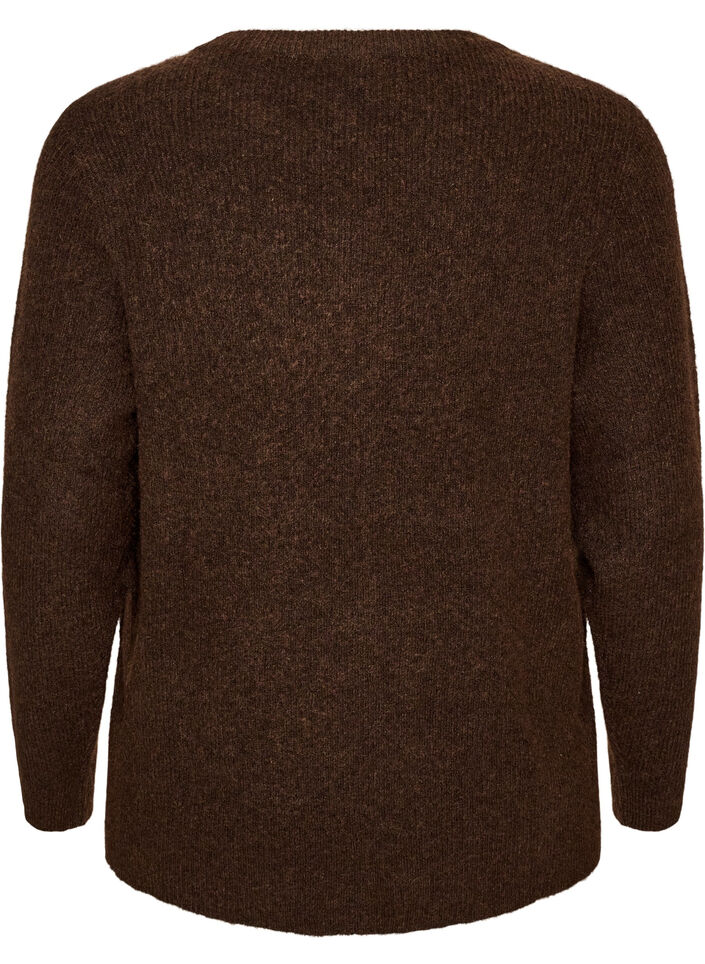 Melange-neulepusero py&ouml;re&auml;ll&auml; p&auml;&auml;ntiell&auml;, Ruskea, Packshot image number 1
