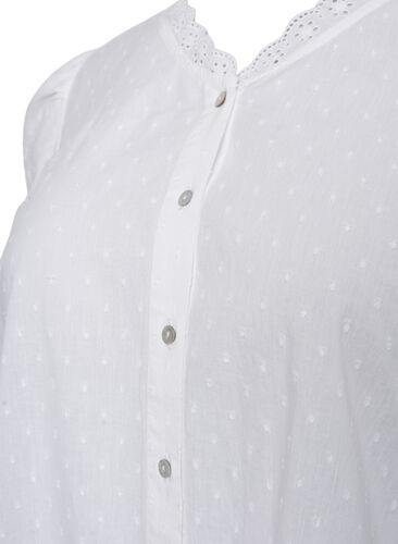 Rakenteellinen paitapusero kirjailulla anglaise, Bright White, Packshot image number 2