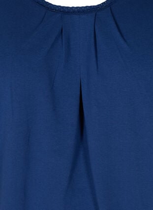 Lyhythihainen t-paita pyöreällä pääntiellä ja pitsireunuksella , Twilight Blue, Packshot image number 2