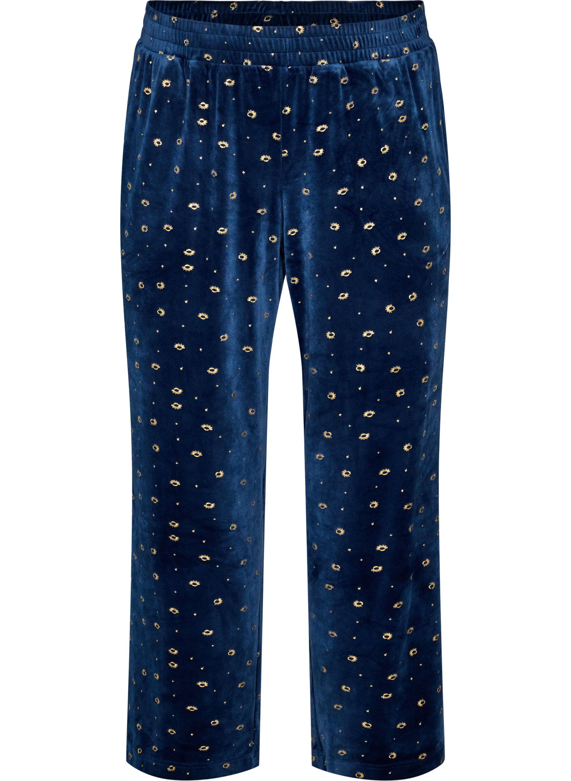 ZizziVelour-pyjama housut kokopainatuksella, Sininen, Packshot image number 0