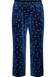 Velour-pyjama housut kokopainatuksella, Sininen