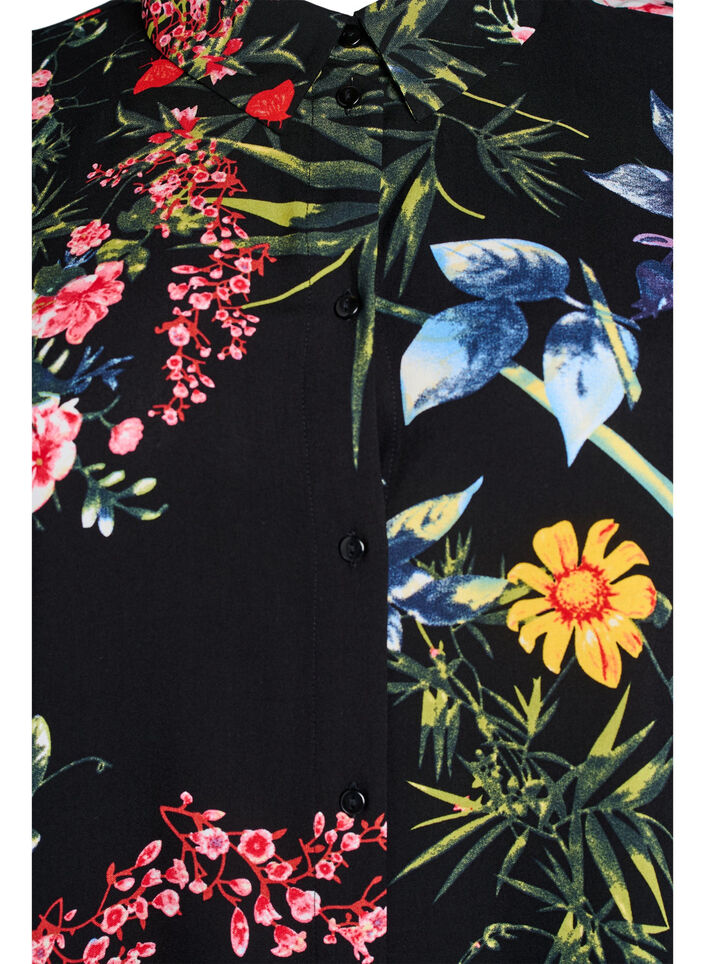 V&auml;lj&auml; pitk&auml; paita viskoosista, Musta, Packshot image number 2