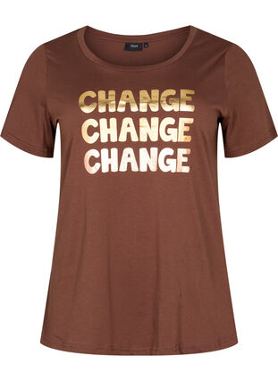 Puuvillainen t-paita lyhyillä hihoilla, Chestnut Change, Packshot image number 0