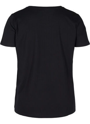Lyhythihainen puuvillainen t-paita painatuksella , Black, Packshot image number 1