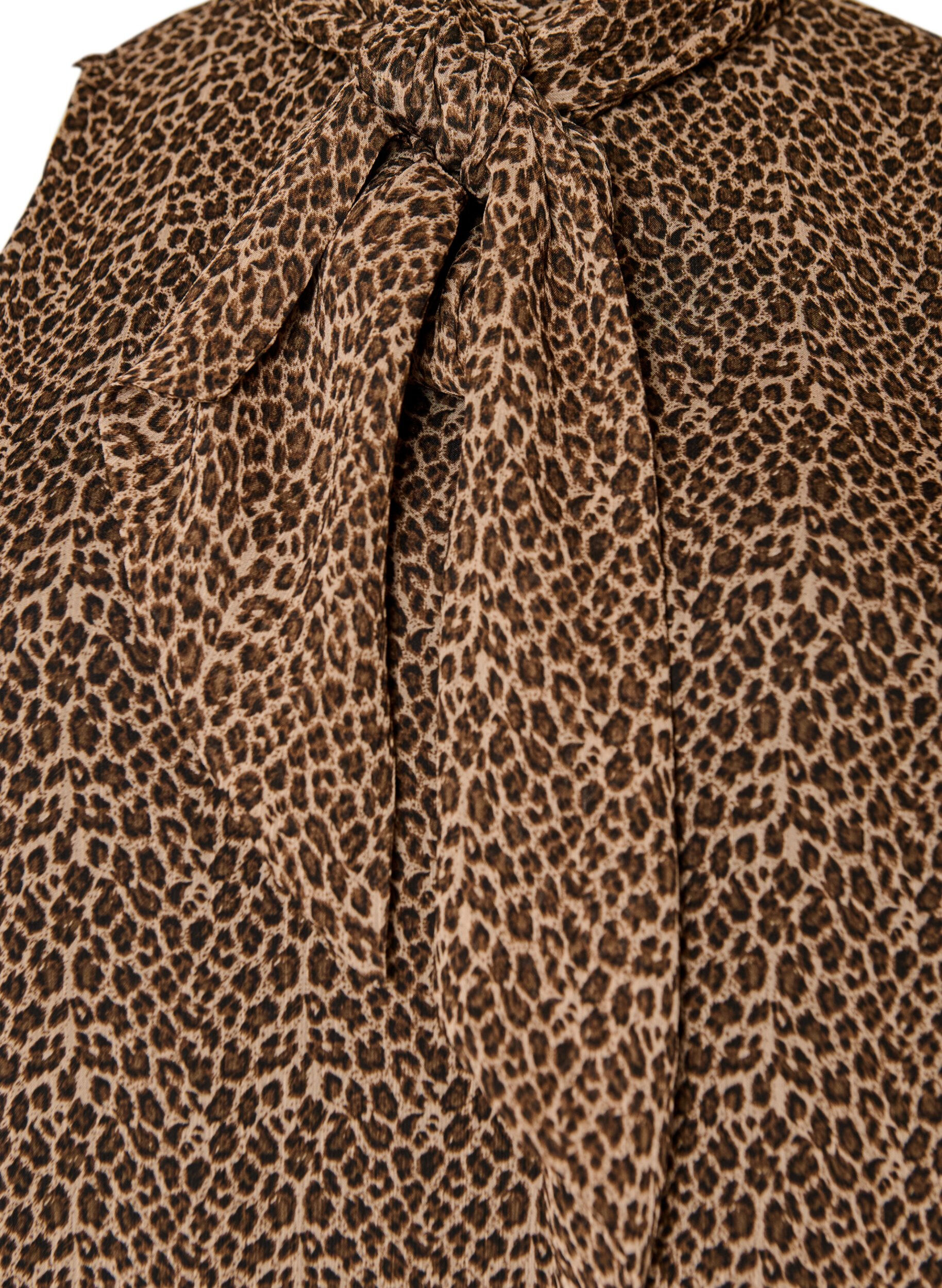 ZizziMidimekko leopardikuvioisesta sifongista ja solmittavalla vy&ouml;t&auml;r&ouml;ll&auml;, Ruskea, Packshot image number 2