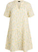 Lyhyt A-linjainen mekko puuvillamusliinista, Keltainen, Packshot image number 0