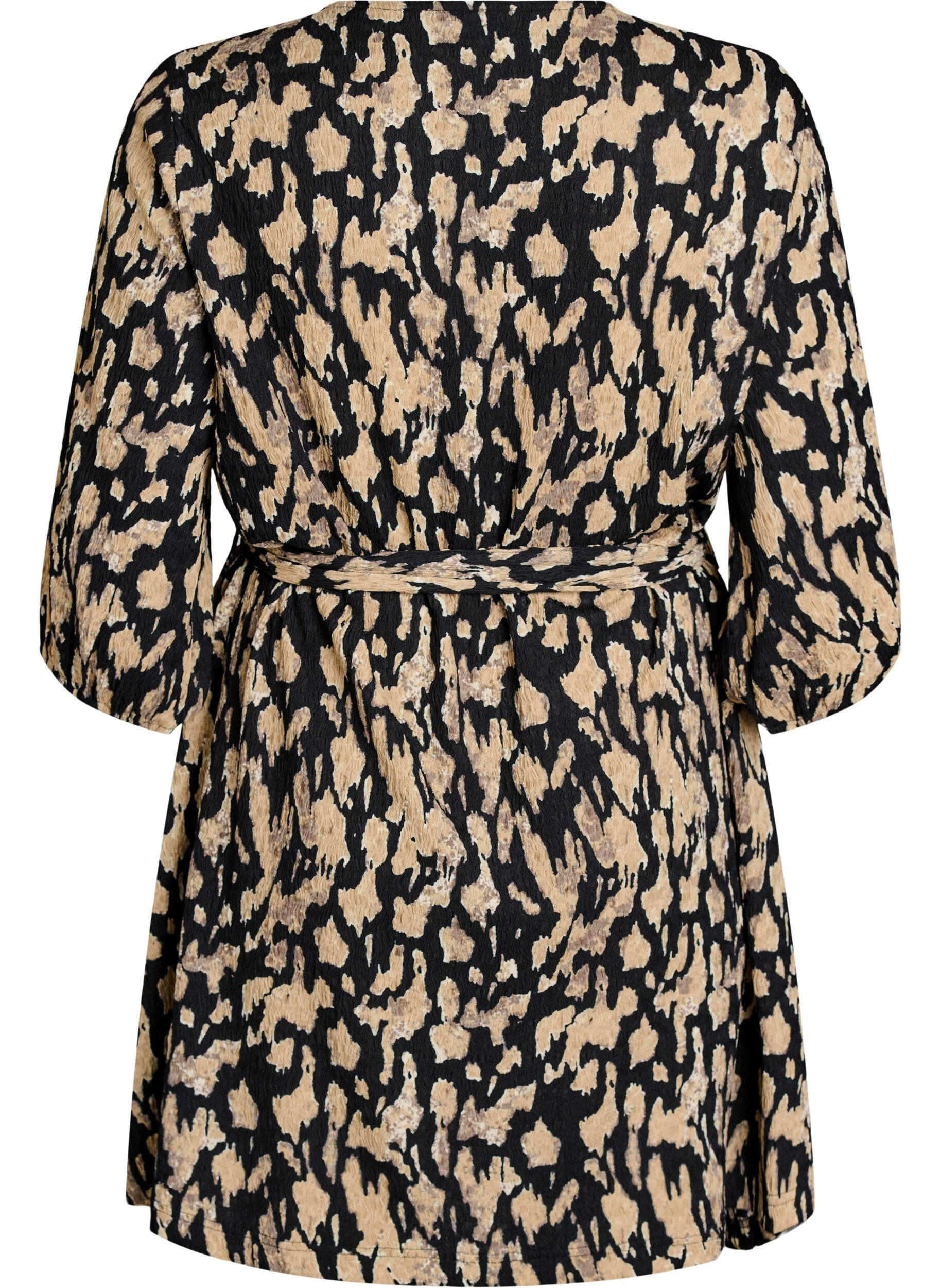 Zizzi Lyhyt mekko 3/4-hihoilla ja kuosilla, Musta, Packshot image number 1