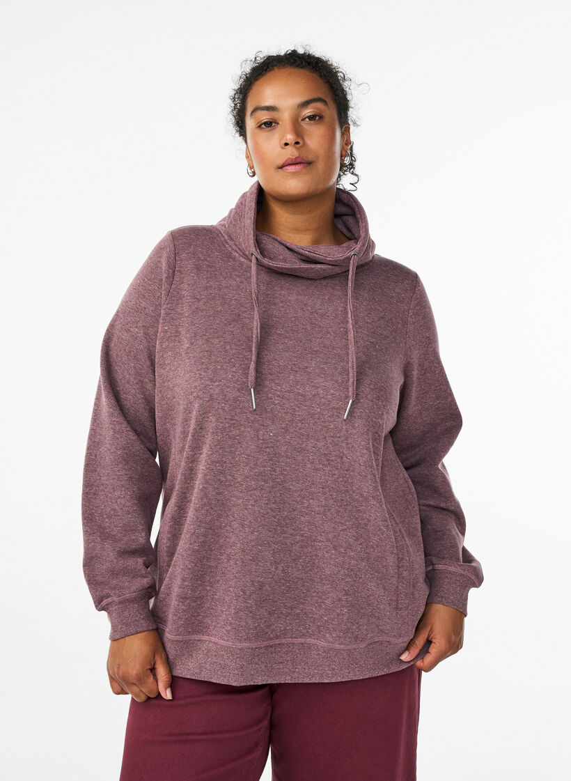 Collegepaita korkealla kauluksella ja taskuilla, Punainen, Model image number 0