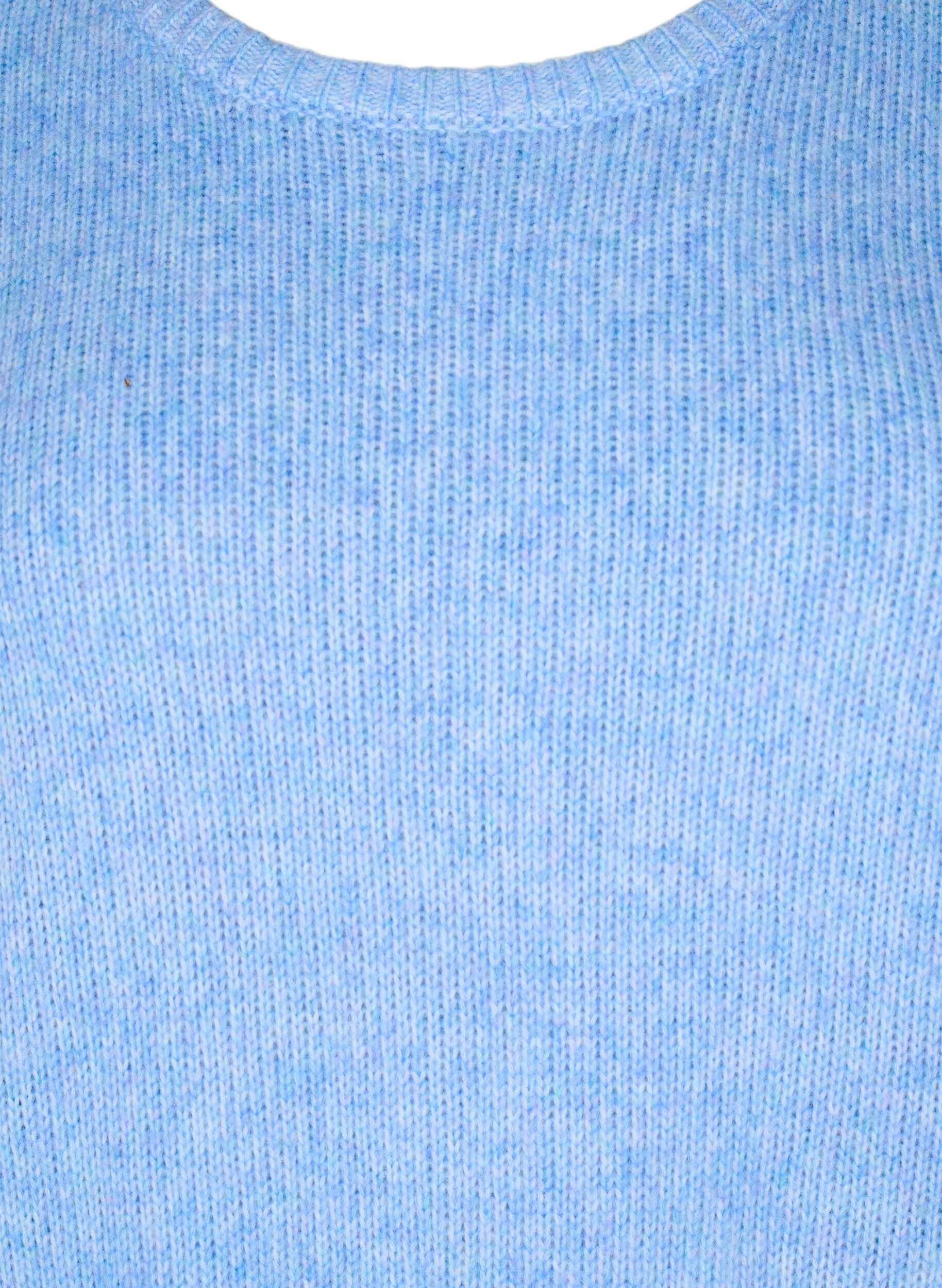 Zizzi Pitk&auml;hihainen villasekoiteneule py&ouml;re&auml;ll&auml; p&auml;&auml;ntiell&auml;, Della R. Blue Mel., Packshot image number 2