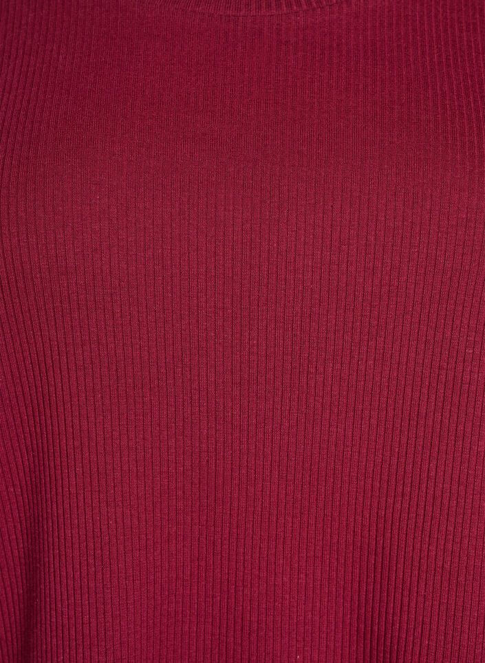 Ribattu jerseypusero, jossa on lyhyet hihat, Tumma Bordeaux, Packshot image number 2