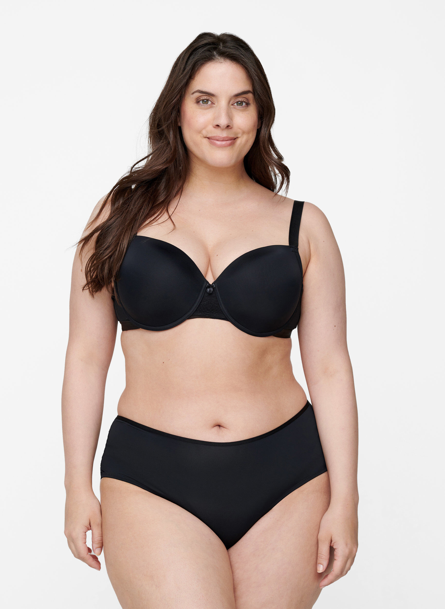 ZizziMuotoiltu rintaliivi meshill&auml;, Musta, Model image number 1