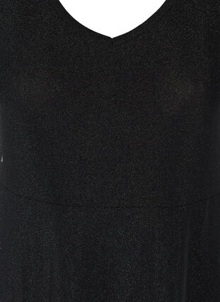 Hihaton mekko kimalteella ja v-aukolla, Black, Packshot image number 2