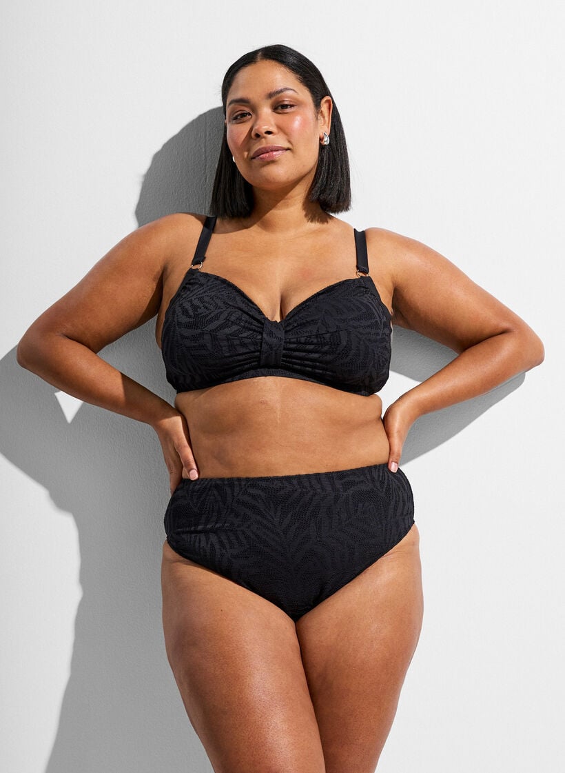 Bikinirintaliivit j&auml;sennellyll&auml; meshill&auml; ja irrotettavilla topatuilla lis&auml;osilla, Musta, Model image number 1