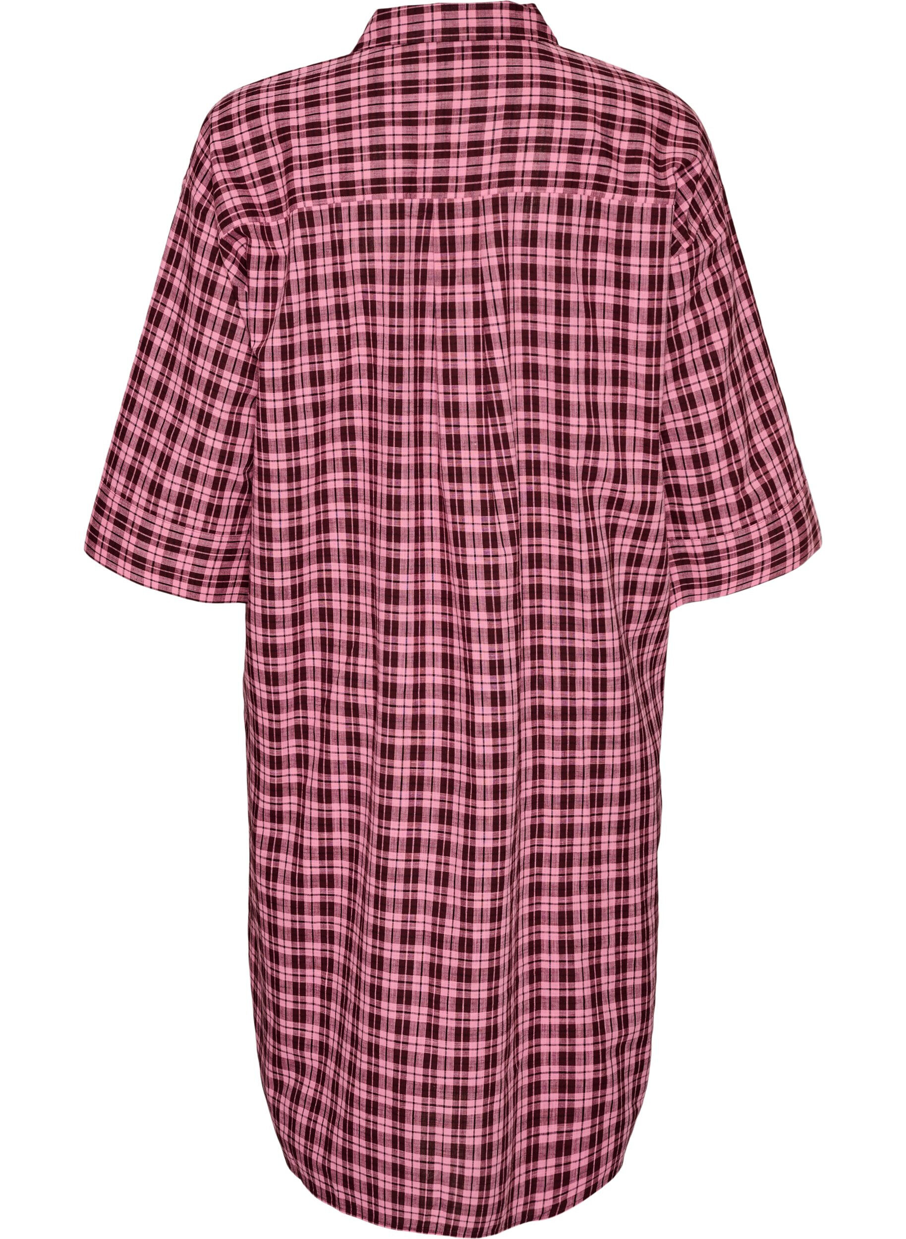 ZizziPitk&auml;hk&ouml; ruudullinen paita 3/4-hihoilla, Vaaleanpunainen, Packshot image number 1