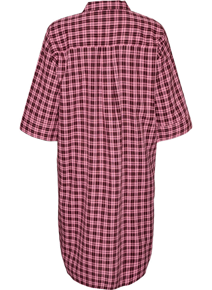 Pitk&auml;hk&ouml; ruudullinen paita 3/4-hihoilla, Vaaleanpunainen, Packshot image number 1