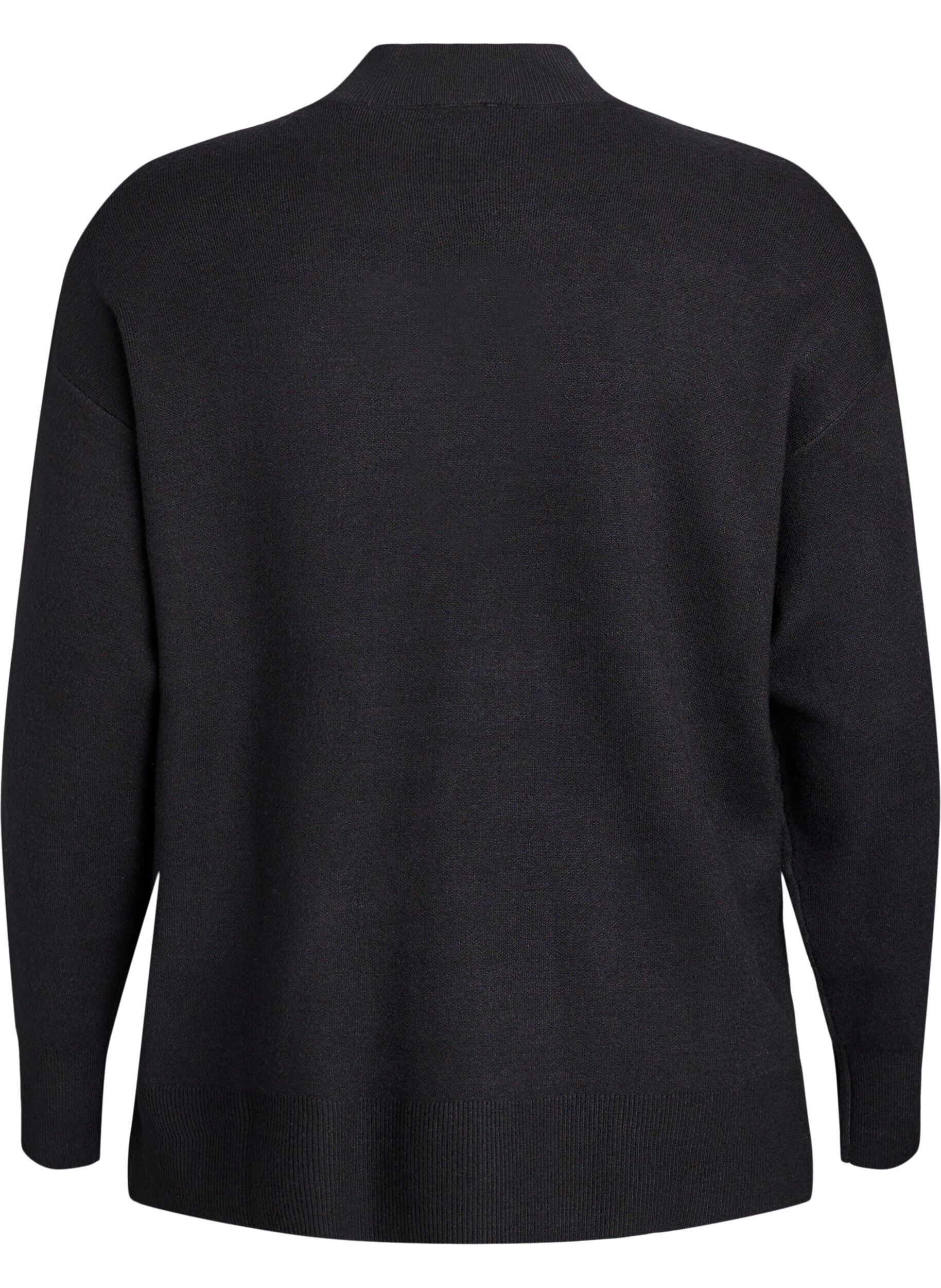 Zizzi Neulepusero korkealla kauluksella, Musta, Packshot image number 1