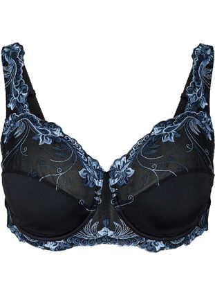 Emma kaarituelliset rintaliivit värikkäällä kuvioinnilla, Black Blue Comb, Packshot image number 0