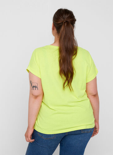 Neonvärinen t-paita puuvillasta, Neon Lime, Model image number 1