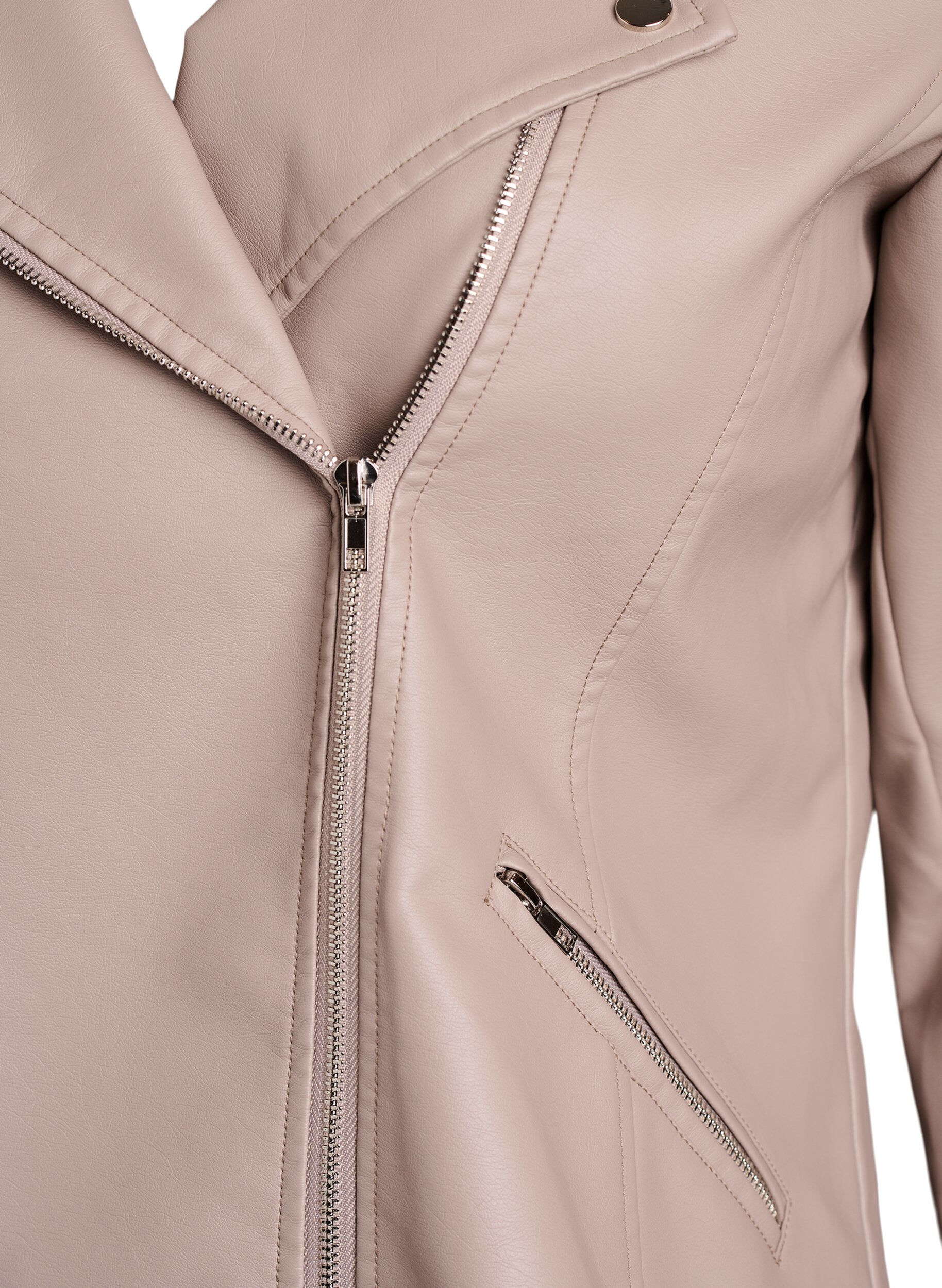 ZizziBiker-takki keinonahasta, Beige, Packshot image number 2