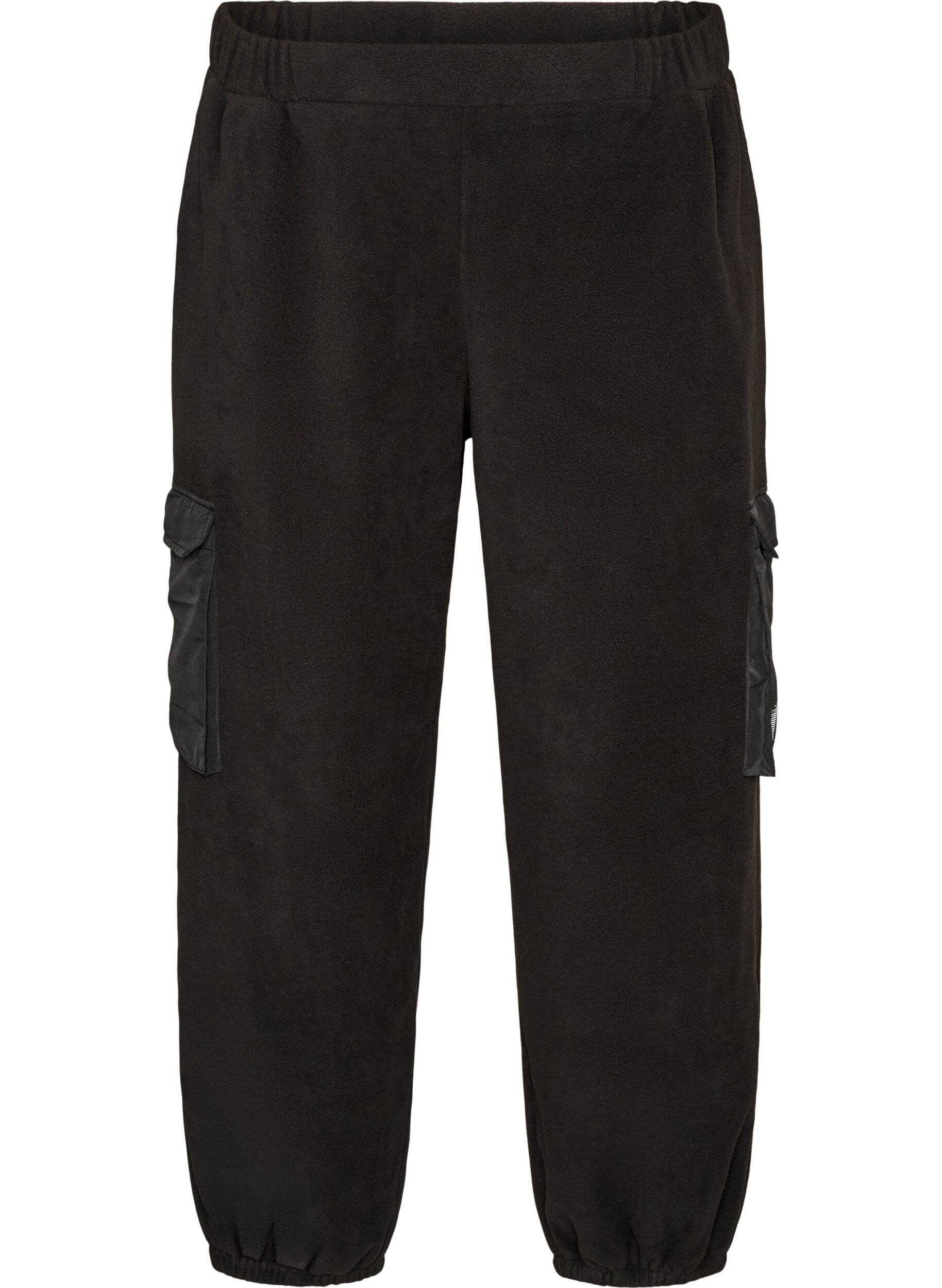 ZizziFleece-collegehousut cargotaskuilla, Musta, Packshot image number 0