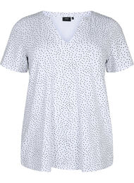 Puuvillainen T-paita pilkuilla ja v-pääntiellä, B.White/Black Dot