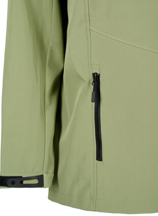 Lyhyt softshell-takki, jossa on taskut, Oil Green, Packshot image number 3