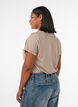 Raidallinen T-paita viskoosista py&ouml;re&auml;ll&auml; p&auml;&auml;ntiell&auml;, Beige, Model image number 2