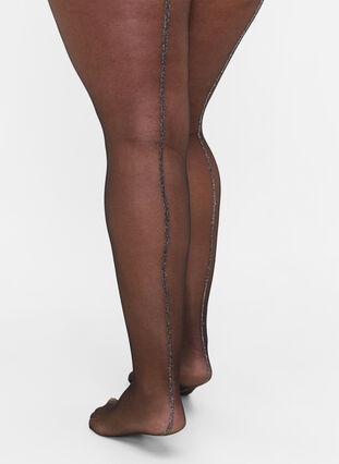  20 denierin sukkahousut lurex-takasaumalla, Black, Model image number 1