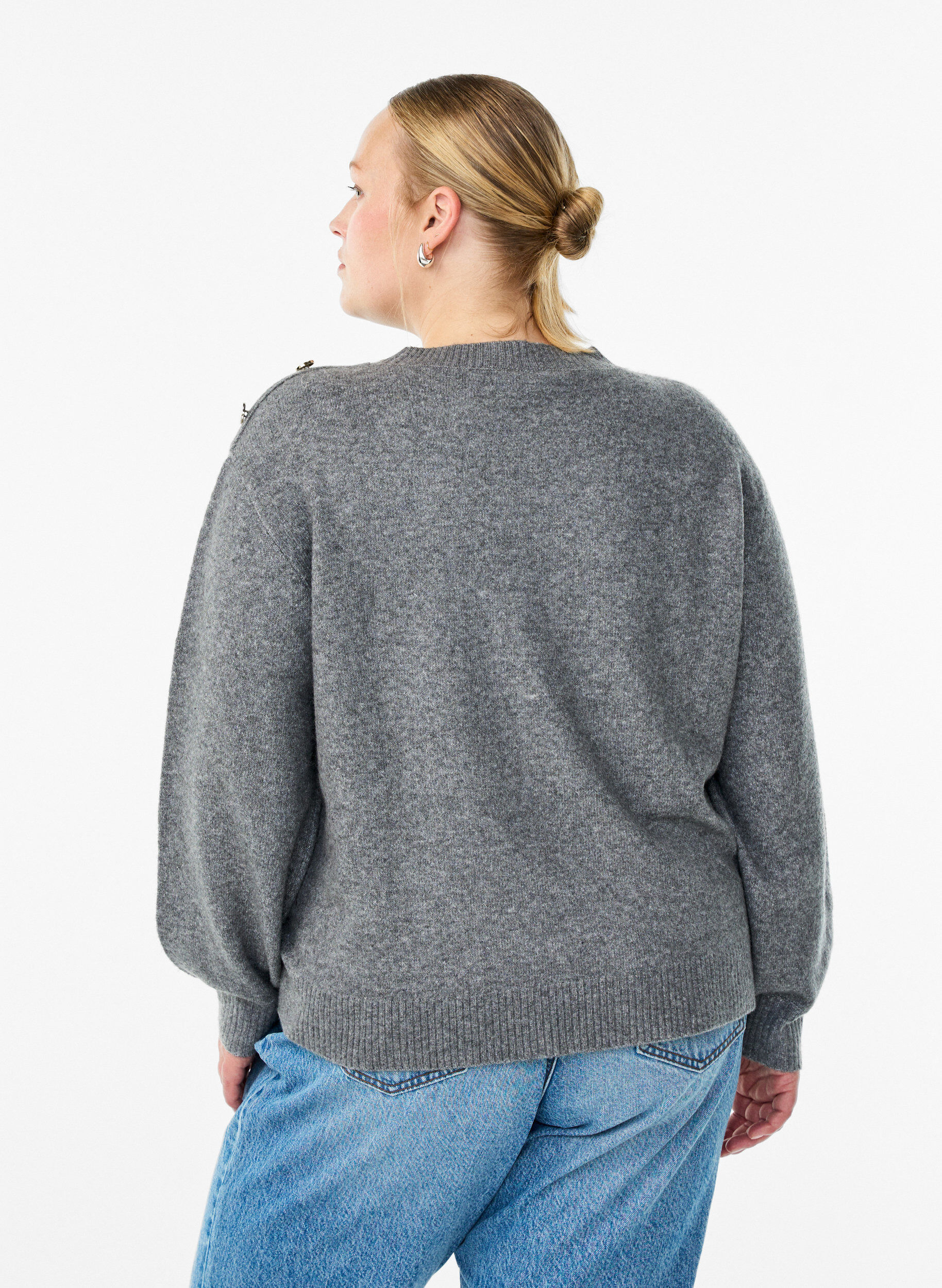 ZizziNeulepusero nappiyksityiskohdalla, Harmaa, Model image number 2