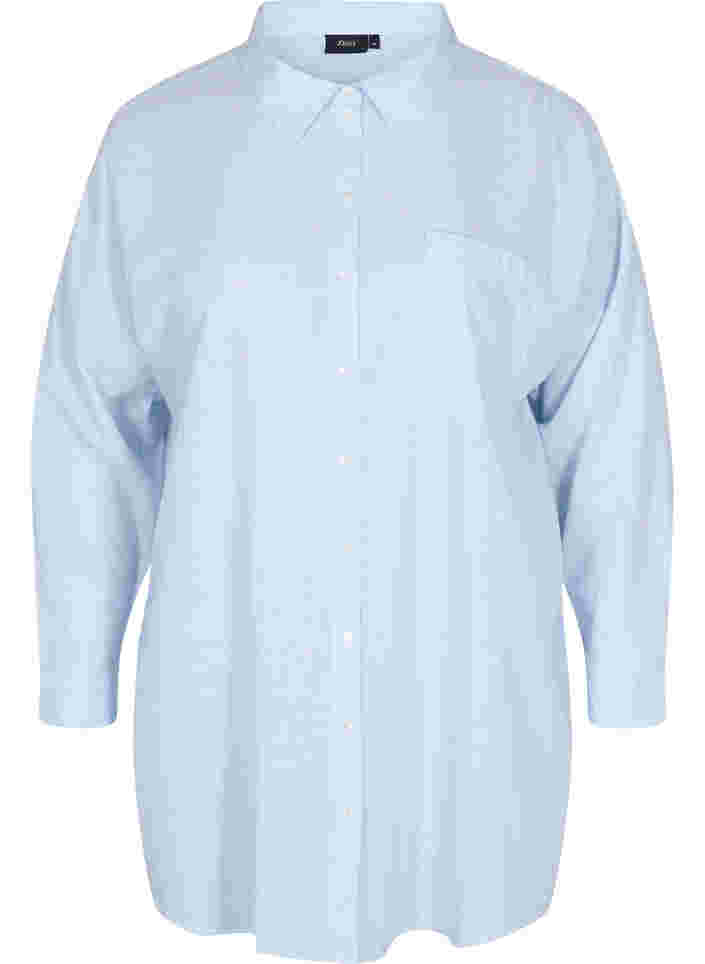 Puuvillainen raidallinen yöpaita, White w. Blue Stripe, Packshot image number 0