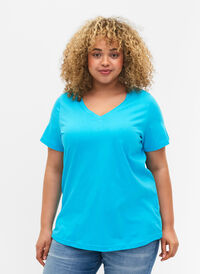 2 perus t-paitaa puuvillasta, Blue Atoll / Black, Model