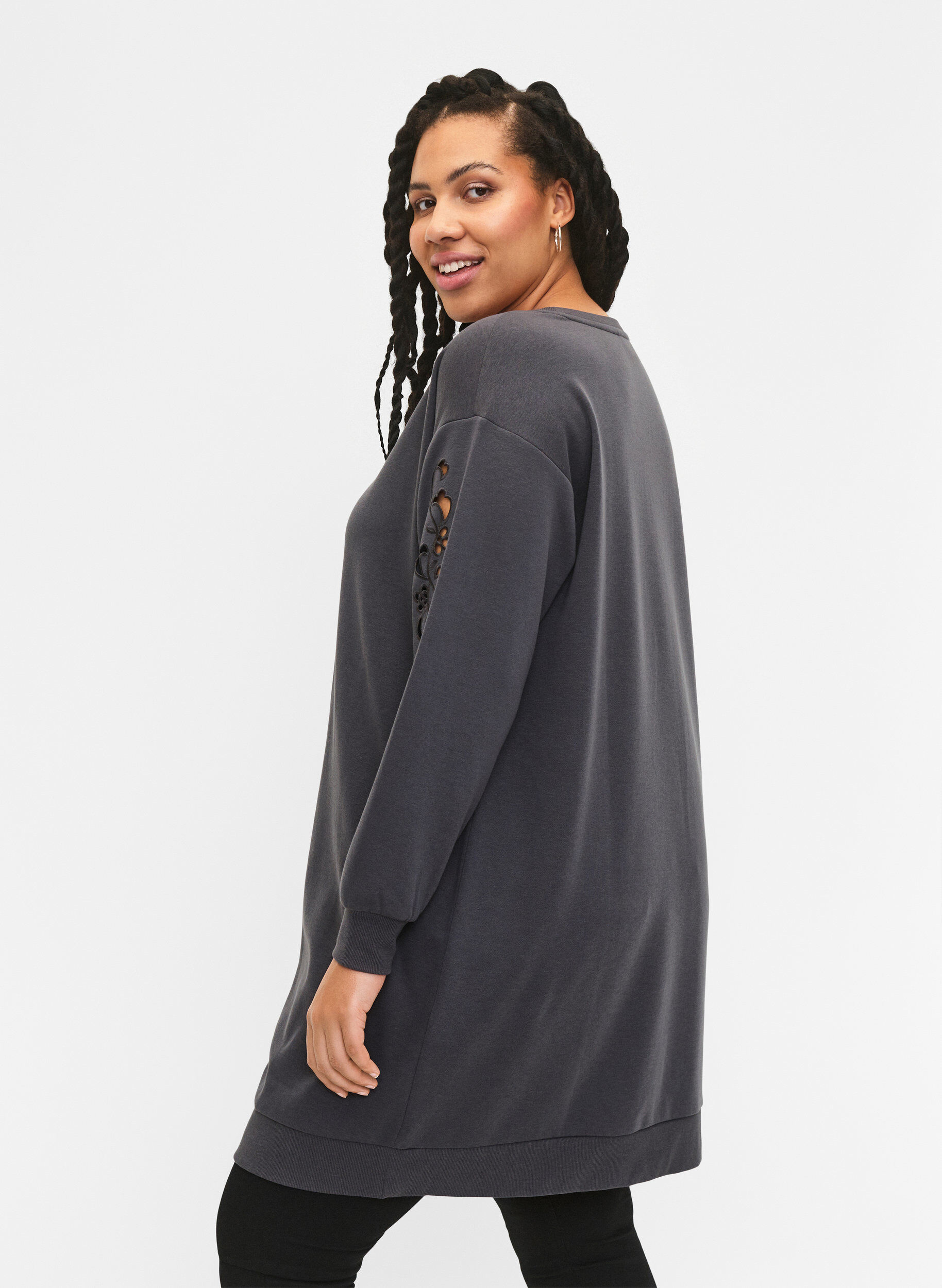 ZizziKirjailtu collegemekko, Dark Grey, Model image number 1